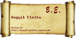 Begyik Etelka névjegykártya